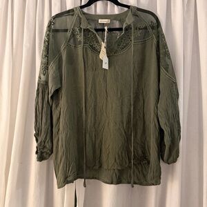 Elegant Olive Embroidered Blouse